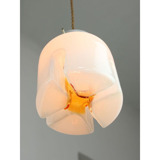 Image 1 of Paire de lampes suspendues en verre et chrome