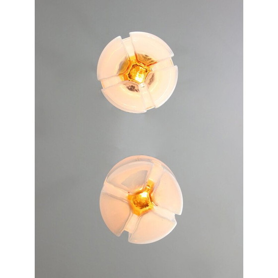 Image 1 of Paire de lampes suspendues en verre et chrome