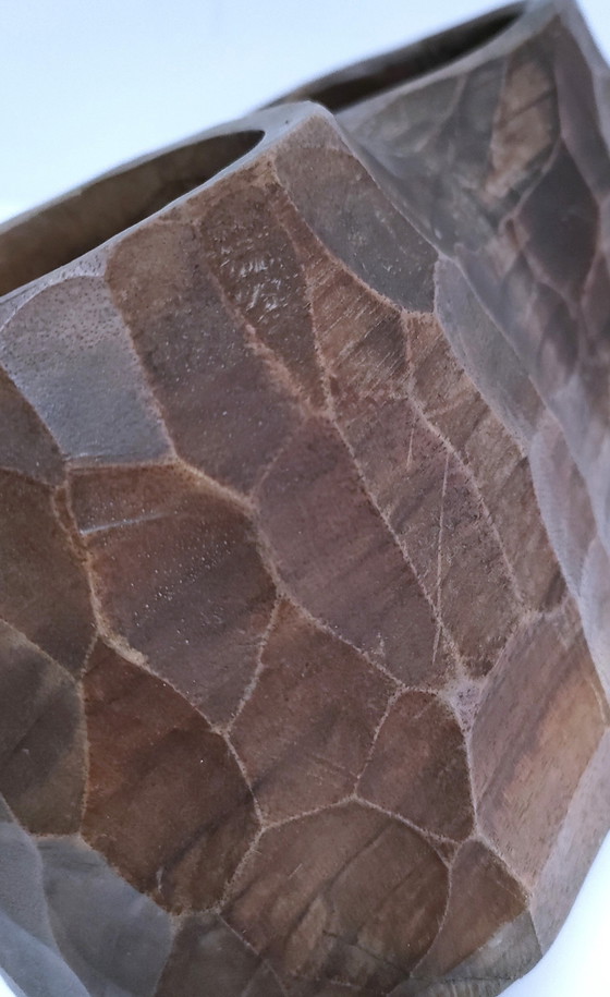 Image 1 of Porte Stylos Bois Massif Sculpté Gouge Vintage