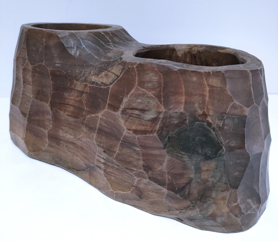 Image 1 of Porte Stylos Bois Massif Sculpté Gouge Vintage