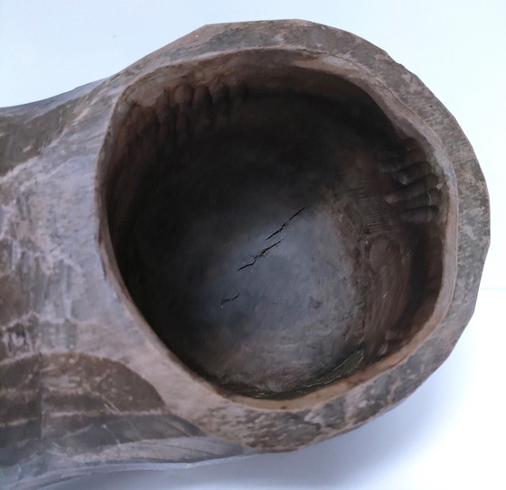 Image 1 of Porte Stylos Bois Massif Sculpté Gouge Vintage