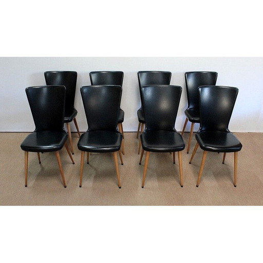 Ensemble de 8 chaises vintage Baumann Essor, 1960