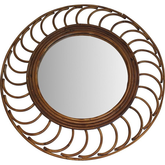 Image 1 of Miroir en rotin vintage, 1970