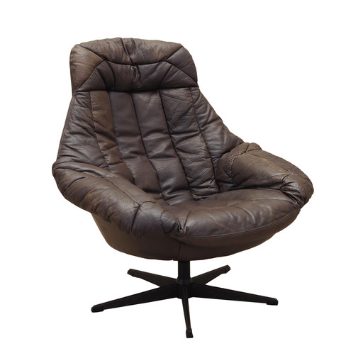 Fauteuil pivotant en cuir, Design danois, 1960S, Designer : H.W. Klein, Manufacture : Bramin