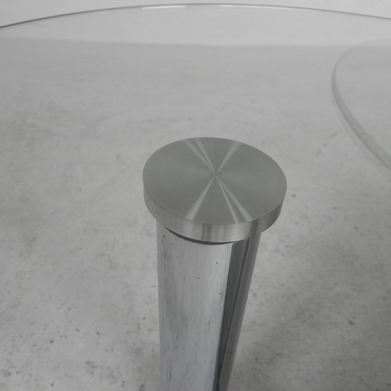 Image 1 of Table basse design avec 3 plateaux en verre rotatifs, années 1980