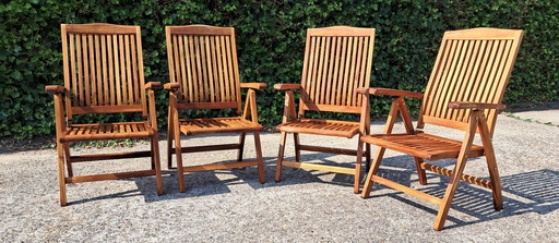 Chaises de plage en teck, pliantes