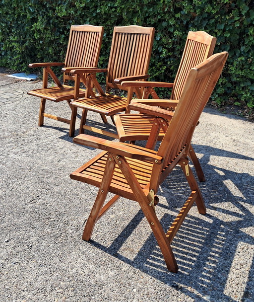 Chaises de plage en teck, pliantes