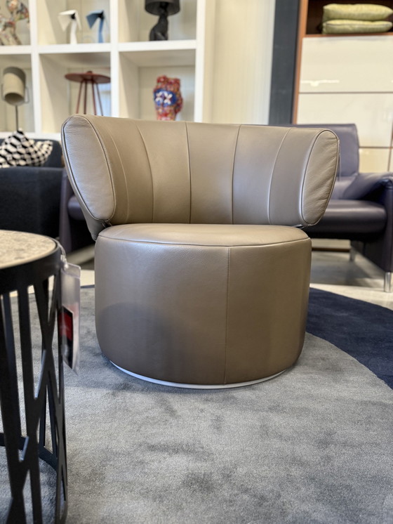 Image 1 of Rolf Benz 684 Fauteuil pivotant en cuir gris brun