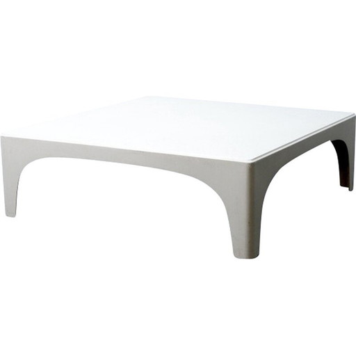 Table d'appoint vintage cubiste en fibre de verre blanche, Allemagne 1970