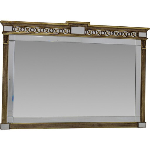 Miroir asiatique vintage en bois sculpté, 1980