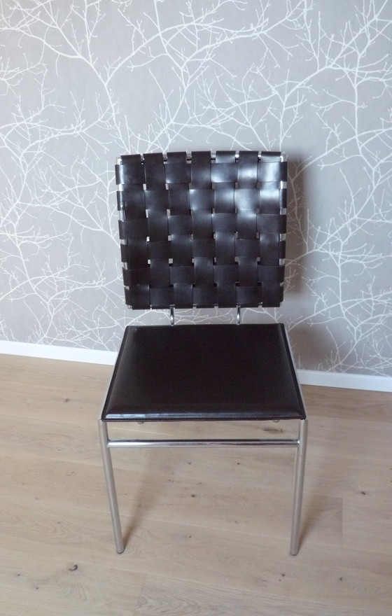 Image 1 of Chaise De Salle À Manger  Cuir Et Chrome