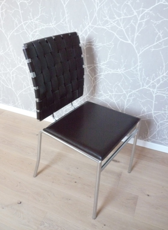 Image 1 of Chaise De Salle À Manger  Cuir Et Chrome