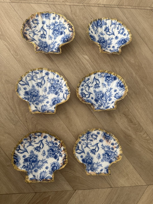 Delftware Saint-Jacques coquilles 6 pièces