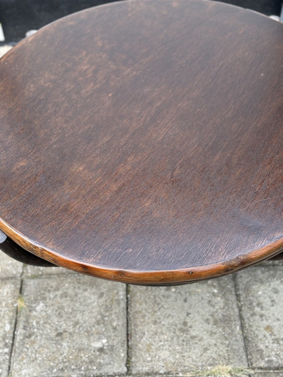 Image 1 of Table basse ronde vintage en bambou Manu