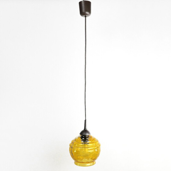 Image 1 of Lampe suspendue vintage en verre au sodium, Pologne 1970
