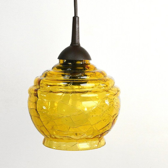 Image 1 of Lampe suspendue vintage en verre au sodium, Pologne 1970
