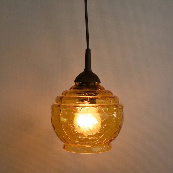 Image 1 of Lampe suspendue vintage en verre au sodium, Pologne 1970