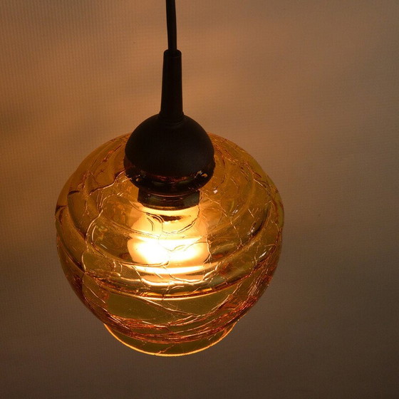 Image 1 of Lampe suspendue vintage en verre au sodium, Pologne 1970
