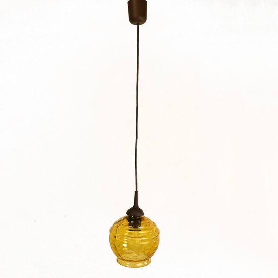 Image 1 of Lampe suspendue vintage en verre au sodium, Pologne 1970