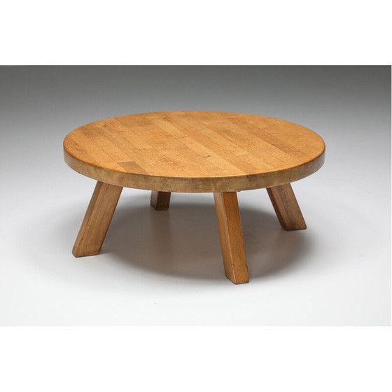 Image 1 of Table basse ronde vintage en pin par Charlotte Perriand, 1960
