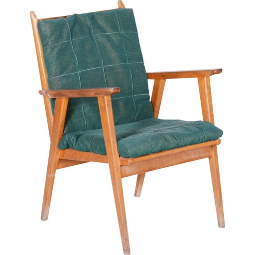 Fauteuil vintage en bois de chêne par Jan Vanek, Tchécoslovaquie 1950