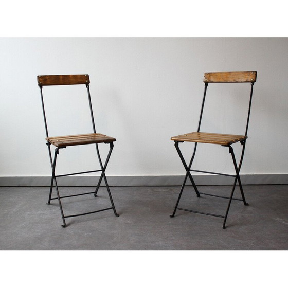 Image 1 of Paire de chaises de bistro pliantes, France 1930