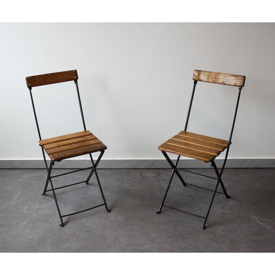 Image 1 of Paire de chaises de bistro pliantes, France 1930