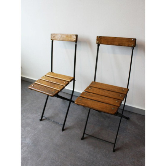Image 1 of Paire de chaises de bistro pliantes, France 1930