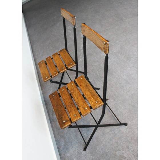 Image 1 of Paire de chaises de bistro pliantes, France 1930