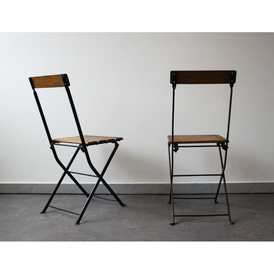 Image 1 of Paire de chaises de bistro pliantes, France 1930