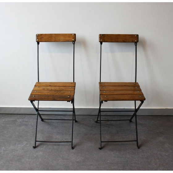 Image 1 of Paire de chaises de bistro pliantes, France 1930