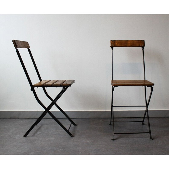 Image 1 of Paire de chaises de bistro pliantes, France 1930