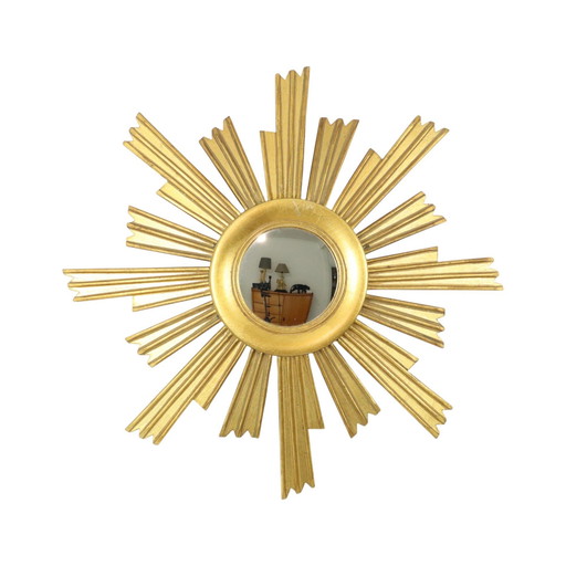 Miroir en bois en forme de soleil