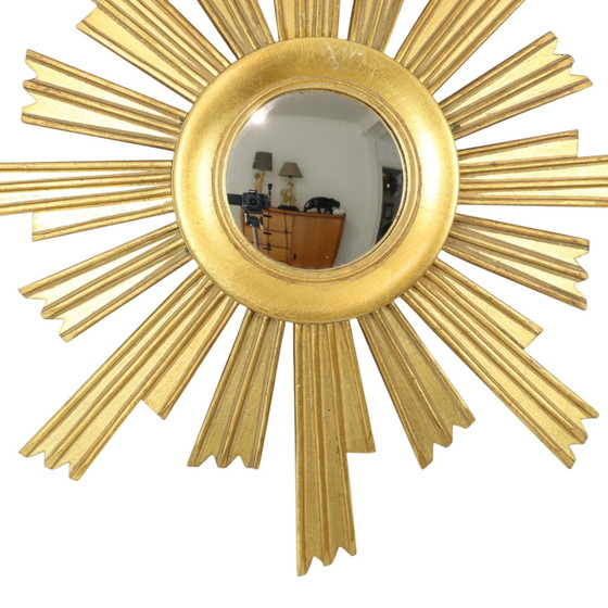 Image 1 of Miroir en bois en forme de soleil