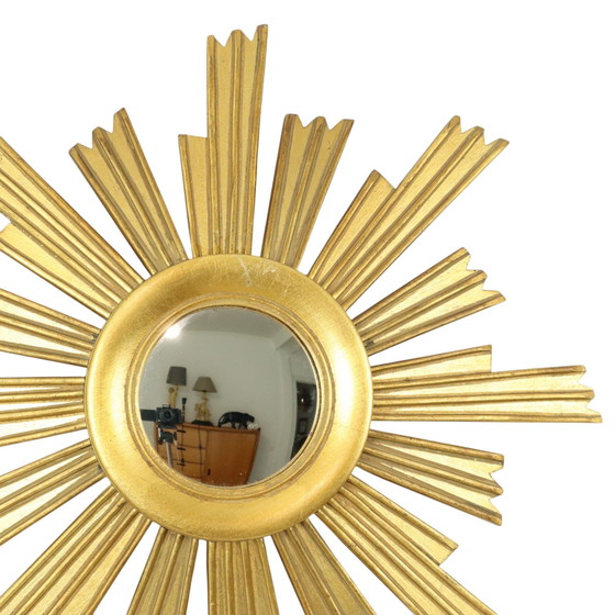 Image 1 of Miroir en bois en forme de soleil