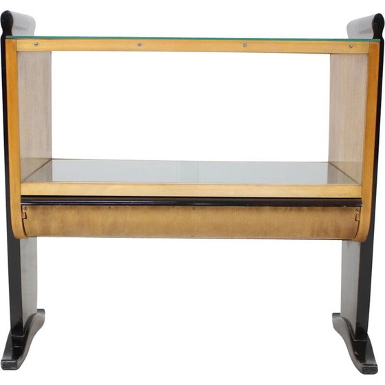 Image 1 of Bar vintage art déco en verre et bois par Jindřich Halabala, Tchécoslovaquie 1930