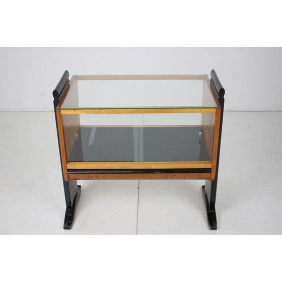 Image 1 of Bar vintage art déco en verre et bois par Jindřich Halabala, Tchécoslovaquie 1930
