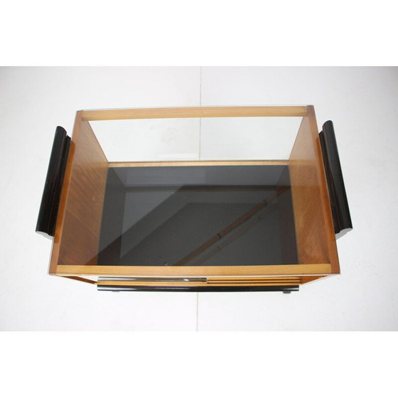 Image 1 of Bar vintage art déco en verre et bois par Jindřich Halabala, Tchécoslovaquie 1930