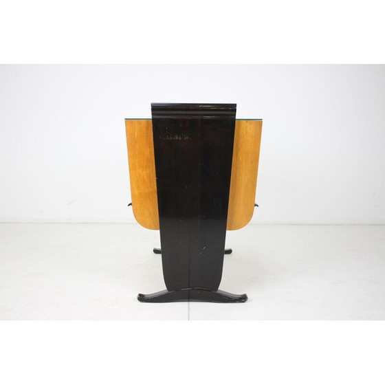 Image 1 of Bar vintage art déco en verre et bois par Jindřich Halabala, Tchécoslovaquie 1930