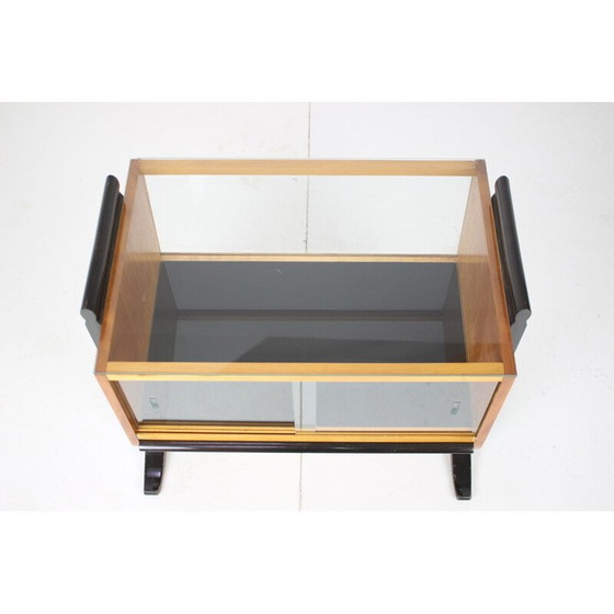 Image 1 of Bar vintage art déco en verre et bois par Jindřich Halabala, Tchécoslovaquie 1930