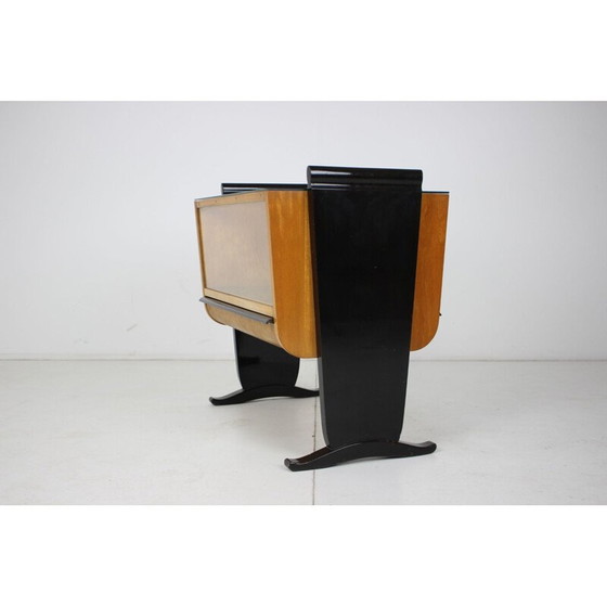 Image 1 of Bar vintage art déco en verre et bois par Jindřich Halabala, Tchécoslovaquie 1930