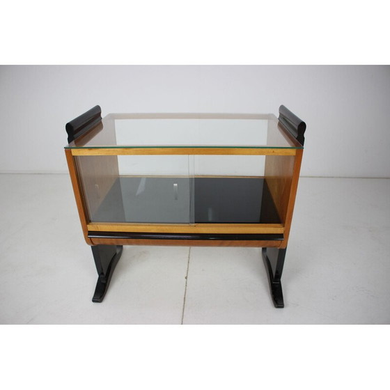 Image 1 of Bar vintage art déco en verre et bois par Jindřich Halabala, Tchécoslovaquie 1930