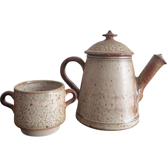 Image 1 of Théière vintage en grès avec filtre, 1970