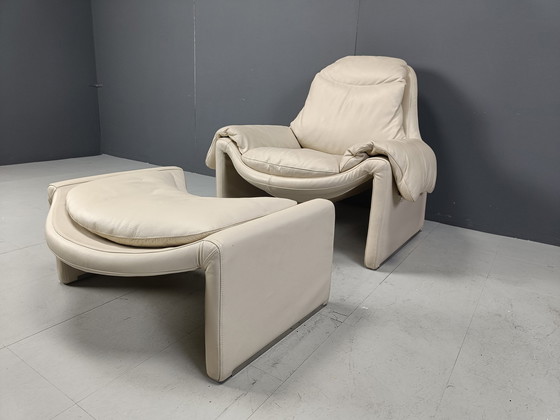 Image 1 of Chaise longue en cuir P60 vintage de Vittorio Introini pour Saporiti, 1970S