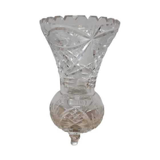 Vase vintage en cristal taillé, années 1980 – Glass