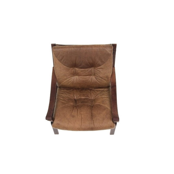 Image 1 of Fauteuil vintage en hêtre et cuir, Norvège 1960