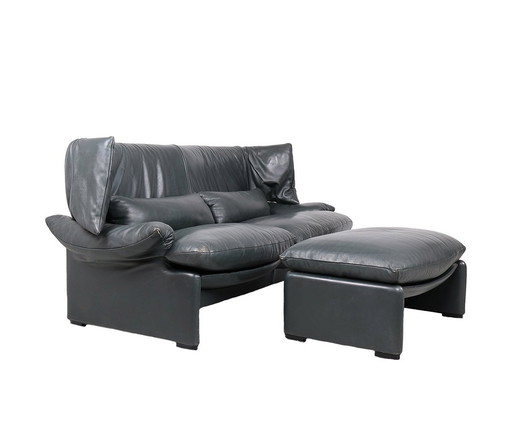 Cassina Portovenere Canapé en cuir avec Hocker