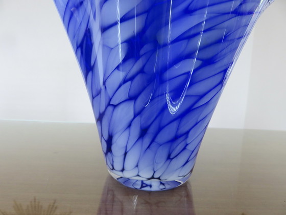 Image 1 of Grand Vase " Mouchoir " En Verre De Murano Année 1960