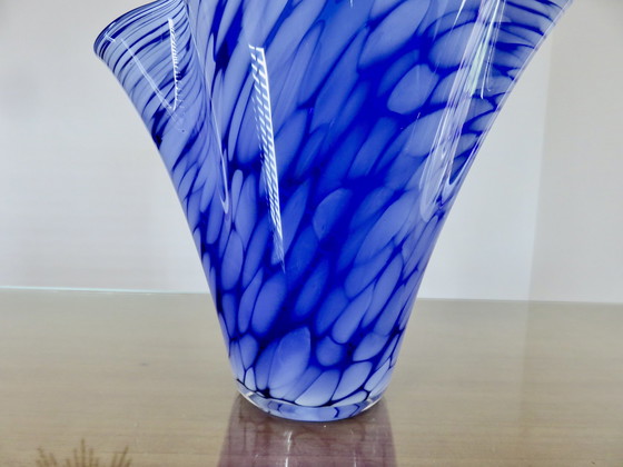 Image 1 of Grand Vase " Mouchoir " En Verre De Murano Année 1960