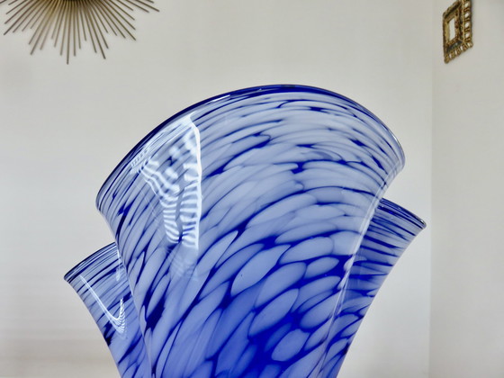 Image 1 of Grand Vase " Mouchoir " En Verre De Murano Année 1960